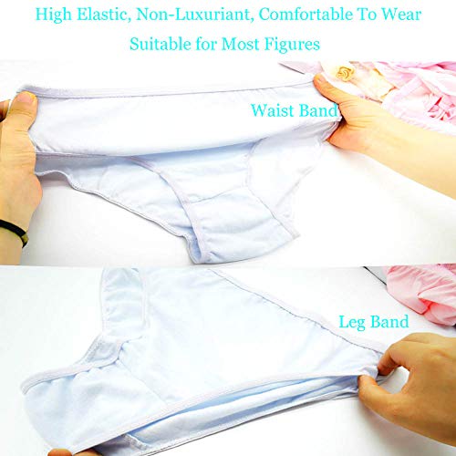 Ropa Interior de algodón desechable 100% Puro Bragas de Viaje Corte Alto Granny Briefs Blanco/Multicolor (10 Piezas) (Multicolor, Pequeño - Cintura 61-74cm, Caderas 74-98cm)