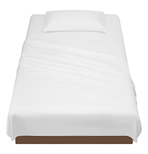 Sabanas Cama 120 Blanco, Juego Sábanas 120x190 3 Piezas con Bajera 120x200 Ajustable, Encimera y 1 Funda de Almohada 50x80 cm