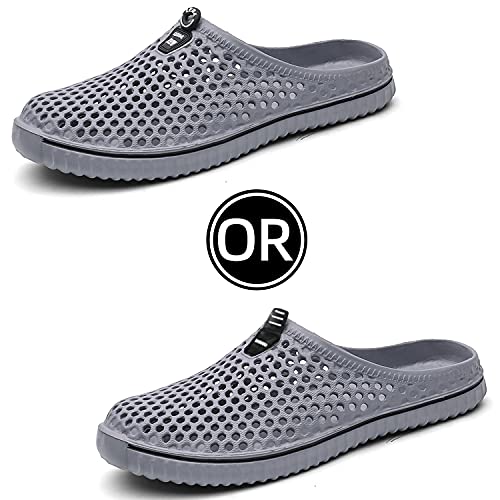 SAGUARO Hombres Mujeres Zuecos Verano Playa de Jardín Sandalias Antideslizante Respirable Piscina Ahueca Zapatillas Ligeros Slippers,Etiqueta 39=38 EU Gris