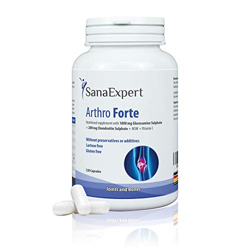 SanaExpert Arthro Forte | APOYO NATURAL PARA LAS ARTICULACIONES Y LOS HUESOS | con MSM, sulfato de glucosamina, condroitina, sin aditivos (120 cápsulas).