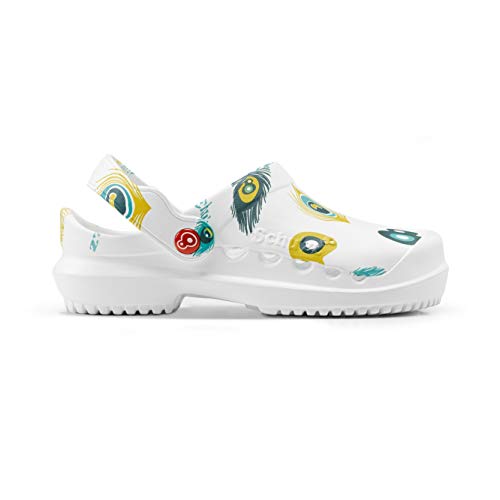 Schu'zz - Protec Printed - Zuecos médicos para Mujer - Zapatos de Hospital - Ligeros, cómodos, Transpirables, Antideslizantes, Suela extraíble