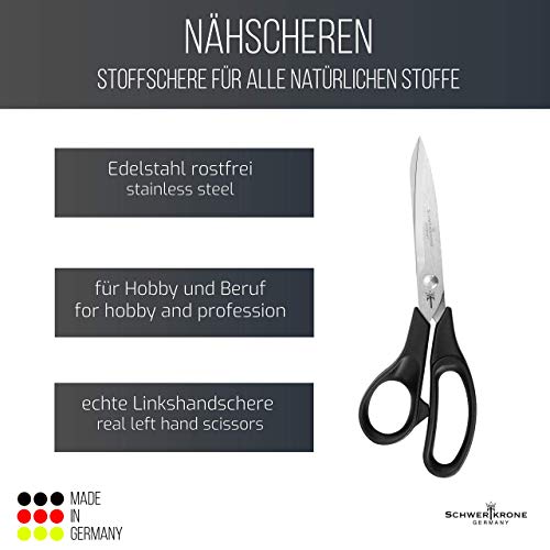 Schwertkrone Tijeras de sastre de 20 cm, para zurdos, fabricadas en Alemania, para trabajos manuales profesionales