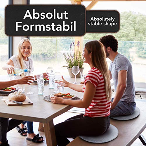 Sidorenko cómodo cojín de asiento redondo de fieltro Ø 36cm - Juego de 4 Grises I Gris claro - Cojín de silla lavable para la silla Eames shell - Cómoda funda de asiento para el banco I silla