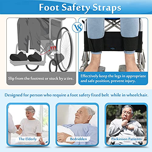 Silla de ruedas Reposapiés Correa piernas Sujeción Asiento Cinturón seguridad silla de ruedas Transporte médica pies Restricción Cinturón apoyo Accesorio para personas mayores, discapacitados (negro)