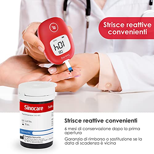 Sinocare Tiras Glucosa Medidor de Glucosa en Sangre Tiras de Prueba, 100 x Tiras Reactivas sin Código, para Safe AQ Smart/Voice