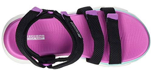 Skechers MAX Cushioning, Sandalias de Talón Abierto Mujer, Negro (Black/Multi Textile Bkmt), 37 EU