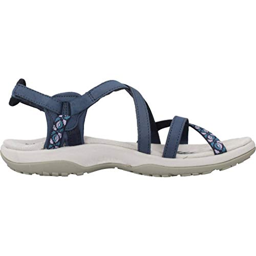 Skechers Reggae Slim-Vacay, Sandalias de Talón Abierto Mujer, Multicolor (NVY Black Duraleather/Webbing), 40 EU