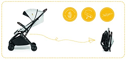 skiddoü silla de paseo para niño plegable Espoo silla de paseo plegable ligera y plegable con una sola mano estructura de aluminio, silla de viaje pequeña, tamaño pequeño, compacta, Gris claro