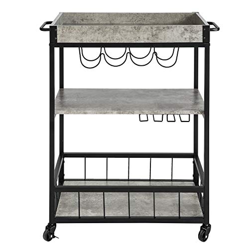 SoBuy Carrito de Cocina, Carrito de Servir, Carrito con Bandeja, Gris, FKW56-HG,ES