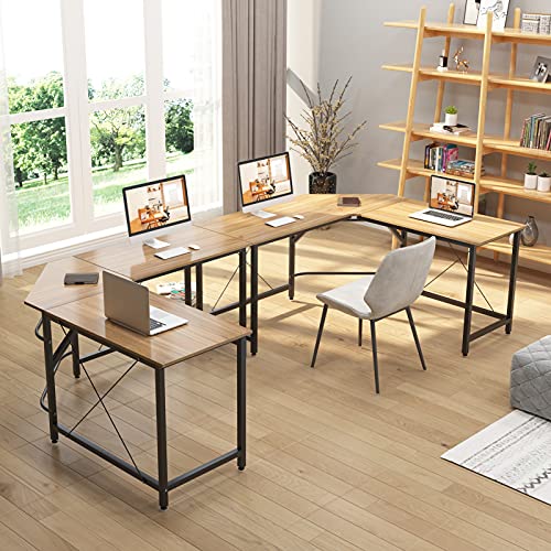 sogesfurniture Escritorio de Computadora en Forma de L, 150cm + 150cm Mesa de Ordenador Mesa de Estudio Estación de Trabajo, Mesa Esquinera para Casa, Oficina, Roble LD-Z01OK-BH