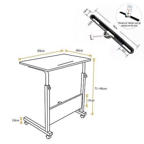 SogesHome Mesa de Ordenador Portatil 60 * 40cm con Ranura para Tableta,Escritorio de Altura Regulable,Mesa Auxiliar portátil para sofá Cama,05#3-60MP-SH