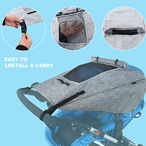 Sombrilla Carrito Bebé Universal,Capota Carrito Bebé Anti-UV,Parasol para Cochecito de Bebé, Toldo Universal para Cochecito con Protección Solar UV 50+