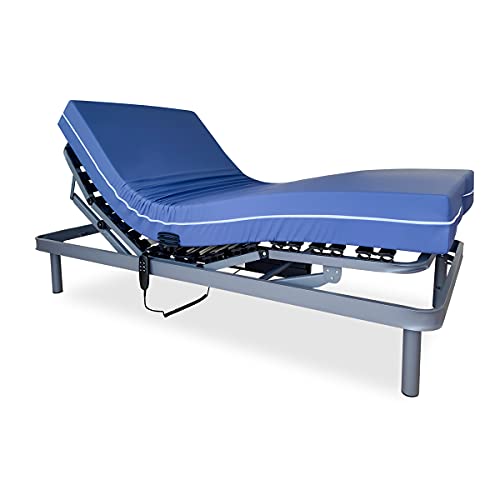 SOMNIA Pack Cama Articulada Reforzada 5 Planos + Colchón Sanitario | Hospitalario | Sanitario | Funda Impermeable e Ignífuga | 90x190