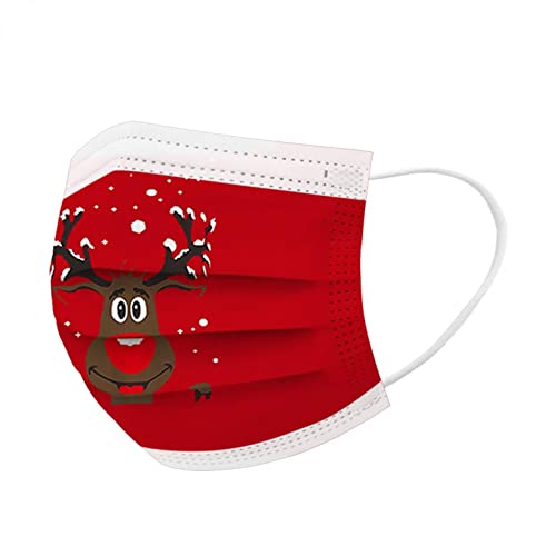 Sonnena 10pcs para Mujer,Desechables 3 capa Dibujos Navideños,Negras,Elástico para Los Oídos y Cómodo para Actividades Aire Libre,Viajes,Navidad