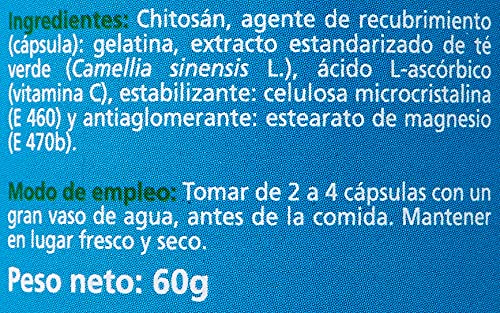 SOTYA - SOTYA Chitosán + Té verde + Vitamina C 100 cápsulas 600mg