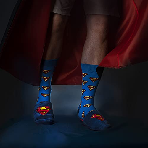 soxo Set Superman de Zapatillas de Casa y Calcetines para Hombre, Talla de Calcetines: 40-45 EU, Talla de Zapatillas de Casa: 41-42EU