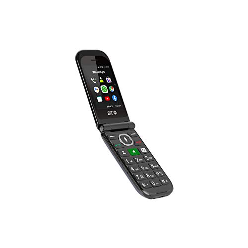 SPC Jasper Teléfono Móvil 4G con Whatsapp y Botón Sos para Personas Mayores, Gris/Negro