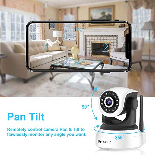 Sricam SP017 Cámara de Vigilancia WiFi, IP 1080P Bebe Interior HD, Videocamara con Visión Nocturna, Audio Bidireccional, Detección de Movimiento, Compatible con iOS Android Windows PC, Blanco