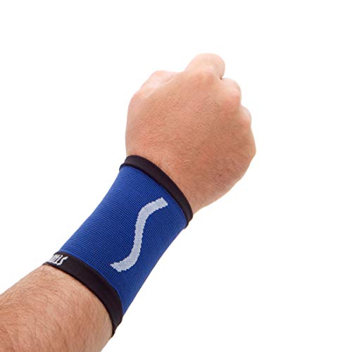 *STADIUM - Muñequera, Azul, M, para compresion ideal para gym, padel, tenis, ayuda a alivar dolencias de túnel carpiano, tendinitis, dolor de muñeca. Unisex para Hombre y Mujer