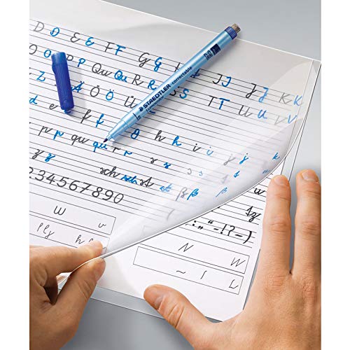 Staedtler Lumocolor Correctable 305 M-3 - Rotulador borrable punta M de 1 mm aprox, color azul. Caja de cartón con 10 rotuladores