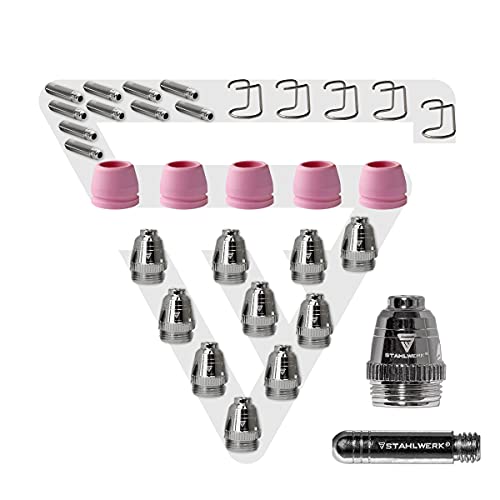 STAHLWERK conjunto de piezas de desgaste para antorcha de plasma P-60, boquillas de plasma + electrodos + tapas cerámicas, conjunto de 30 piezas
