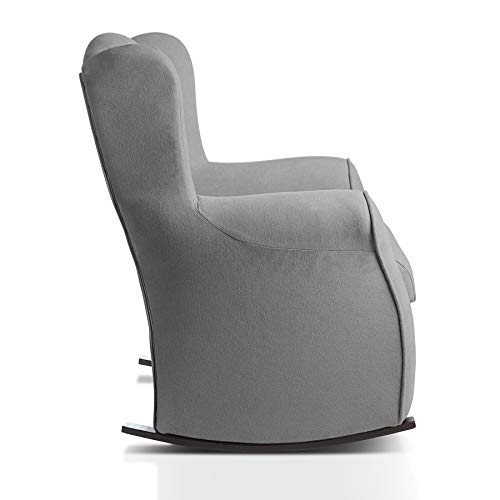SUENOSZZZ-ESPECIALISTAS DEL DESCANSO Sillon orejero balancin wengué Carla (Sillon Lactancia) Sillón tapizado Antimanchas acualine Color Gris. Mecedora para Dormitorio, Salon o habitacion de Bebe