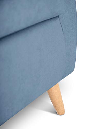SUENOSZZZ-ESPECIALISTAS DEL DESCANSO Sillón orejero Dulce con Patas nórdicas butaca tapizada en Tela Antimanchas Color Azul