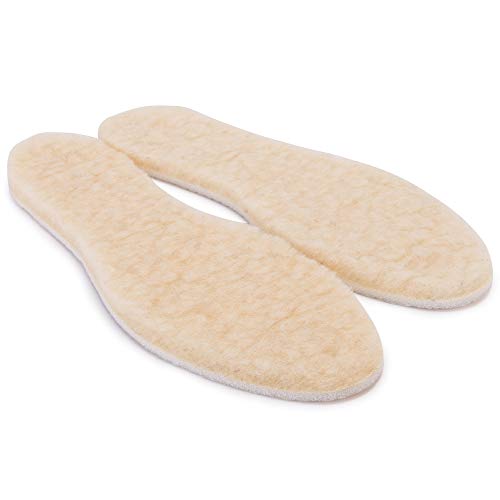 SULPO Pack 2 Pares Plantillas de Invierno - Capa Superior de Lana Natural de Oveja Suave, Cálida - Aislantes de Espuma de Poliuretano y Papel de Aluminio - Forros Aislantes Térmicos - Tallas: 36-46