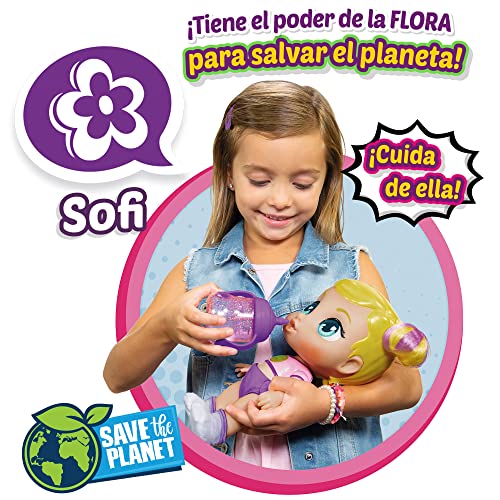 Super Cute - Super Cute Muñeca Superheroína Sofi con biberón, ropa reversible y accesorios Muñeca interactiva con luz y sonidos Muñecas niñas niños 3 años Muñecas bebé recién nacido (85391)