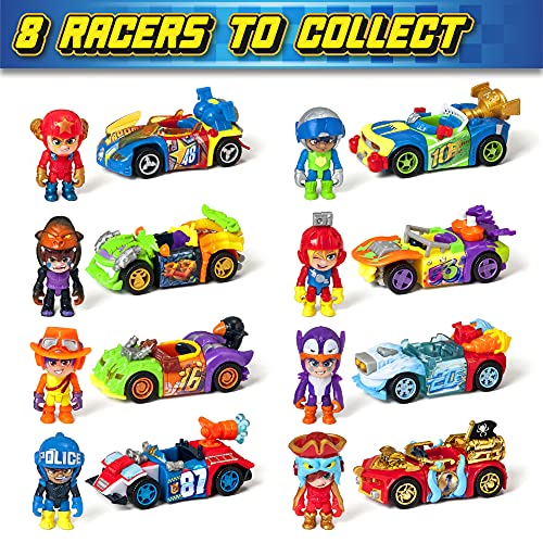 T-RACERS Serie 2 – Coche y piloto sorpresa coleccionable. Coche desmontable por partes y con piezas intercambiables
