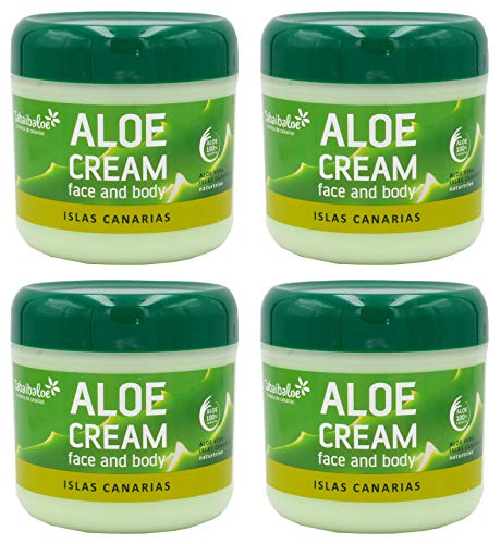 TABAIBALOE Crema Aloe Vera Crema Facial y Corporal Aloe Vera, 300 ml X 4 Unidades, 1200 Mililitros