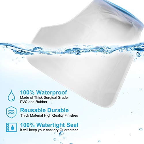 TAECOOOL Protector de herida fundida impermeable para adultos ducha y natación cubierta fundida impermeable reutilizable para la ducha, mantiene todos los yeso, vendas secos, azul (pie)