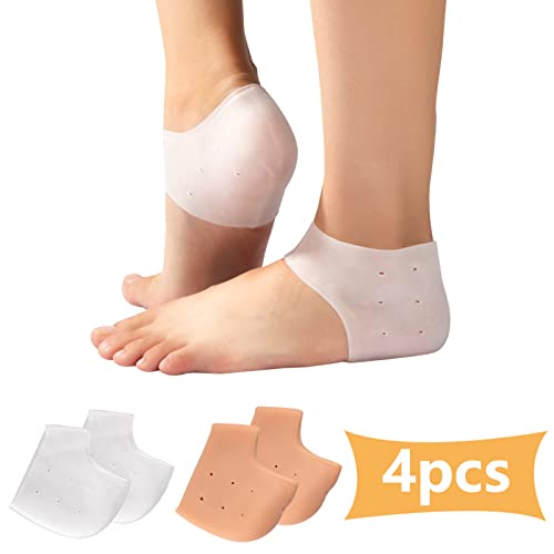 Taloneras Suave y Cómoda, 4 Piezas Taloneras Fascitis Plantar de Silicona, Plantillas Gel, Alivio Instantáneo del Dolor de pie, Adecuado para Espolones en el Talón, Fascitis Plantar, Reutilizar