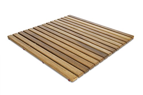 Tarima / Alfombrilla FLEXIBLE para ducha y baño, en madera de teca (60 x 60 cm)