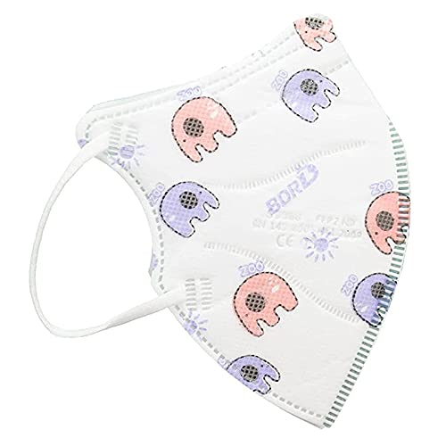 TBOC Mascarillas FFP2 [Pack 10 Unidades] Máscaras [Talla Pequeña] Desechables [Elefantes Zoo] 5 Capas [No Reutilizables] Transpirables Plegables con Pinza Nasal [Certificadas y Homologadas]