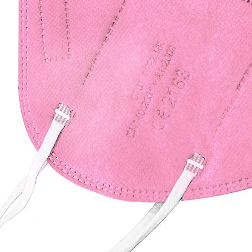 TBOC Mascarillas FFP2 - [Pack] Máscaras Desechables 5 Capas [No Reutilizables] Transpirables Plegables Pinza Nasal [Certificadas y Homologadas CE 2163] (10 Unidades Rosas)