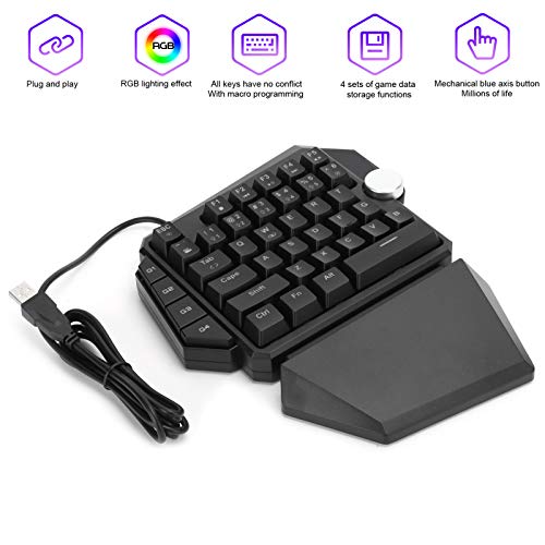Teclado Mecánico Ergonómico para Juegos 44 Teclas Teclado para Juegos con Retroiluminación RGB de una Mano para PC PS4 Xbox Periféricos de Computadora