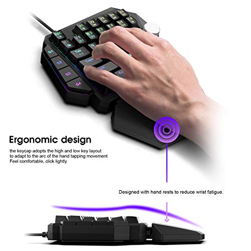 Teclado Mecánico Ergonómico para Juegos 44 Teclas Teclado para Juegos con Retroiluminación RGB de una Mano para PC PS4 Xbox Periféricos de Computadora