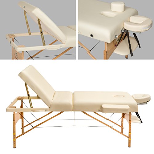 TecTake Camilla de Masaje Plegable con 10 cm de Puro Acolchado (Beige | no. 400187)