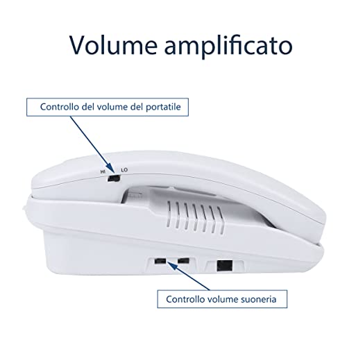 Teléfonos fijos para mayores, Teléfono Teclas Grandes, Volumen Extra Alto y Marcación Rápida-Blanco