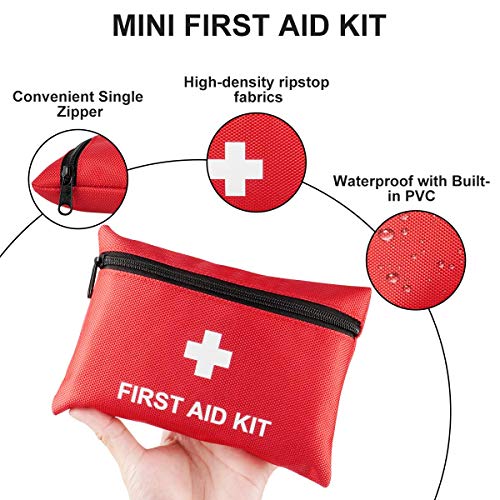 TENQUAN Small First Aid Kit, 100pcs Mini First Aid Kits Compact, Lightweight Basic Supplies Ideal for Emergencies at Home Travel and Survival Situations