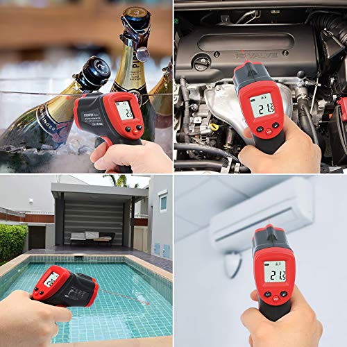 Termómetro Infrarrojo, Eventek Digital Laser IR Sin Contacto, Pistola de Temperatura, No se puede medir la fiebre, Rojo/Negro (ET312, -50°C~550°C (-58°F~1022°F))【Uso no corporal】