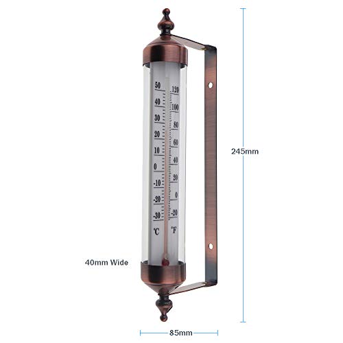 Termómetro para exteriores con diseño de efecto bronce – elegante termómetro de jardín al aire libre adecuado para medidor de temperatura exterior pared invernadero garaje fácil de colgar