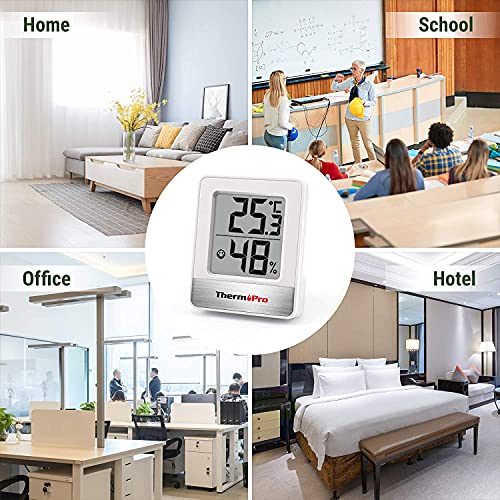 ThermoPro TP49 3 Piezas Mini Termómetro Higrómetro Digital Termohigrómetro de Interior Medidor de Temperatura y Humedad para Medir Ambiente del Hogar