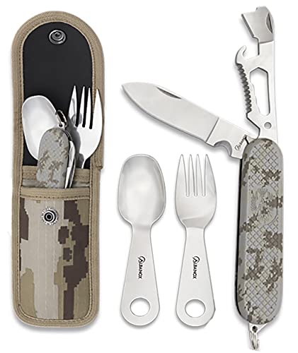 Tiendas LGP, ALBAINOX - 33045- Set Cubiertos multiusos, Navaja, Cuchara y Tenedor, Supervivencia y Bushcraft