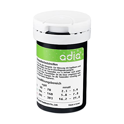 Tiras reactivas de glucosa en sangre adia, 100 piezas (El glucómetro no está incluido).