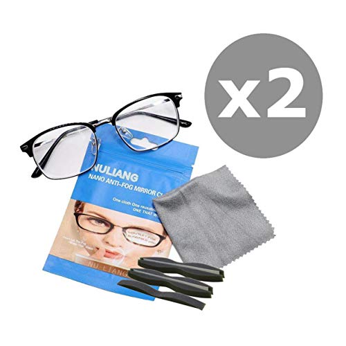 Toallitas Antivaho para Gafas, 2 Packs, Gamuzas Antivaho Gafas, Larga Duración, con Puentes Nasales