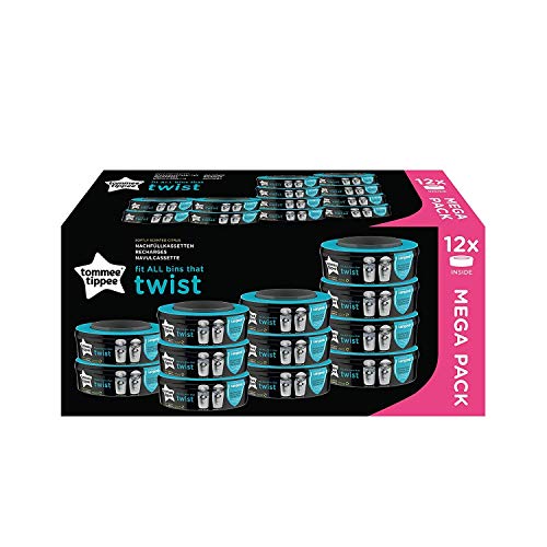 Tommee Tippee Sangenic Recambios Sistema avanzado para desechar pañales Twist & Click, paquete de 12 (compatibles con los contenedores Sangenic TEC y Twist and Click)