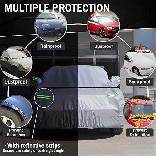 TOPOWN Funda para Coche Impermeable Funda Exterior Coche Nylon 420D 485 x 180 x 150cm Cubierta para Coche Funda Coche Mercedes BMW Citoren Kia Peugeot 308 3008 Ford Focus