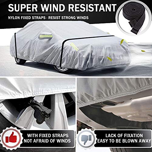 TOPOWN Funda para Coche Impermeable Funda Exterior Coche Nylon 420D 485 x 180 x 150cm Cubierta para Coche Funda Coche Mercedes BMW Citoren Kia Peugeot 308 3008 Ford Focus